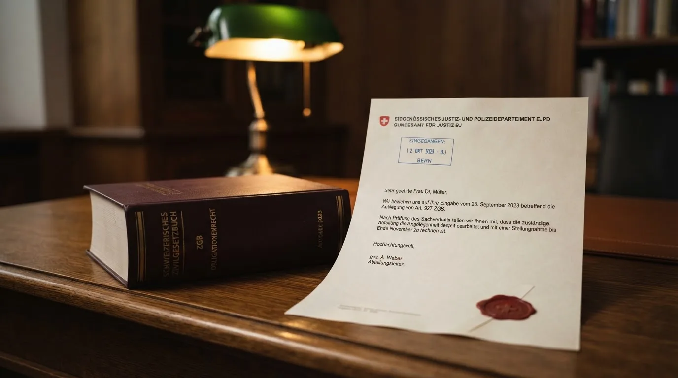 Amtliches Schreiben mit Stempel auf einem Schreibtisch neben einem Gesetzbuch — 20 franken bonus ohne einzahlung casino