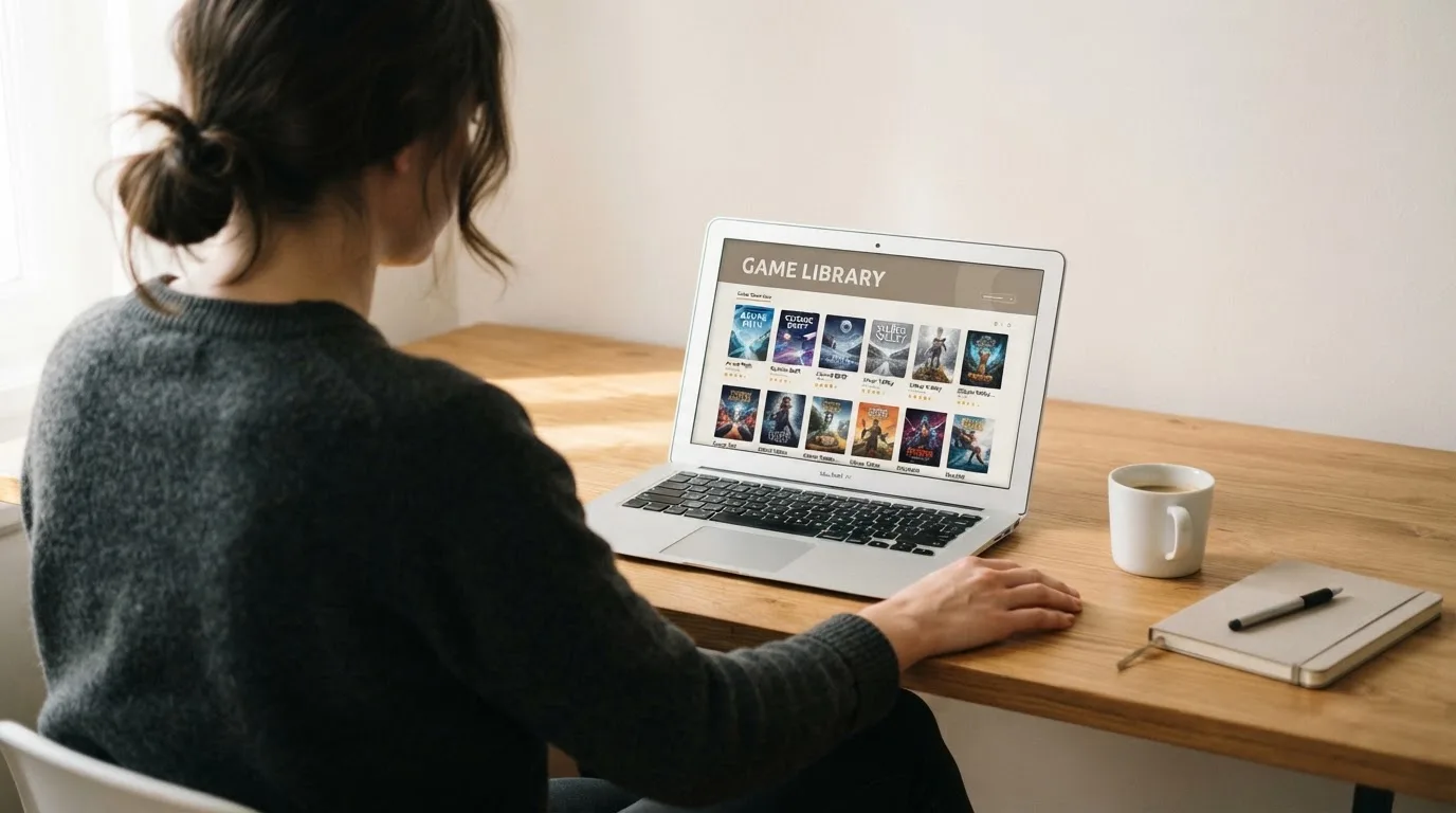 Person am Laptop liest eine Übersichtsseite zu Geldspielen im Internet — aviator online casino