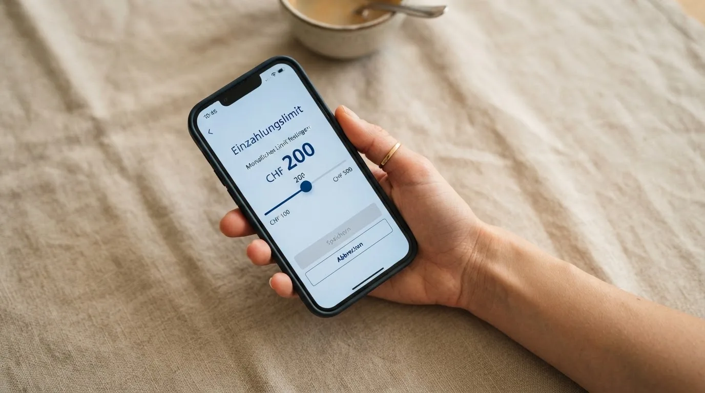 Hand hält ein Smartphone mit einem Formular zur Einzahlungsgrenze, ruhige Stimmung — beste online casino ausland