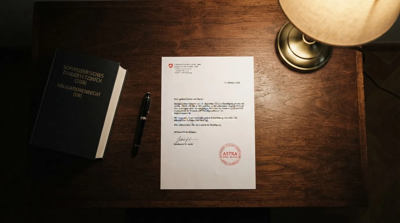 Amtliches Schreiben mit Stempel auf einem Schreibtisch neben einem Gesetzbuch — online casino gutschein codes